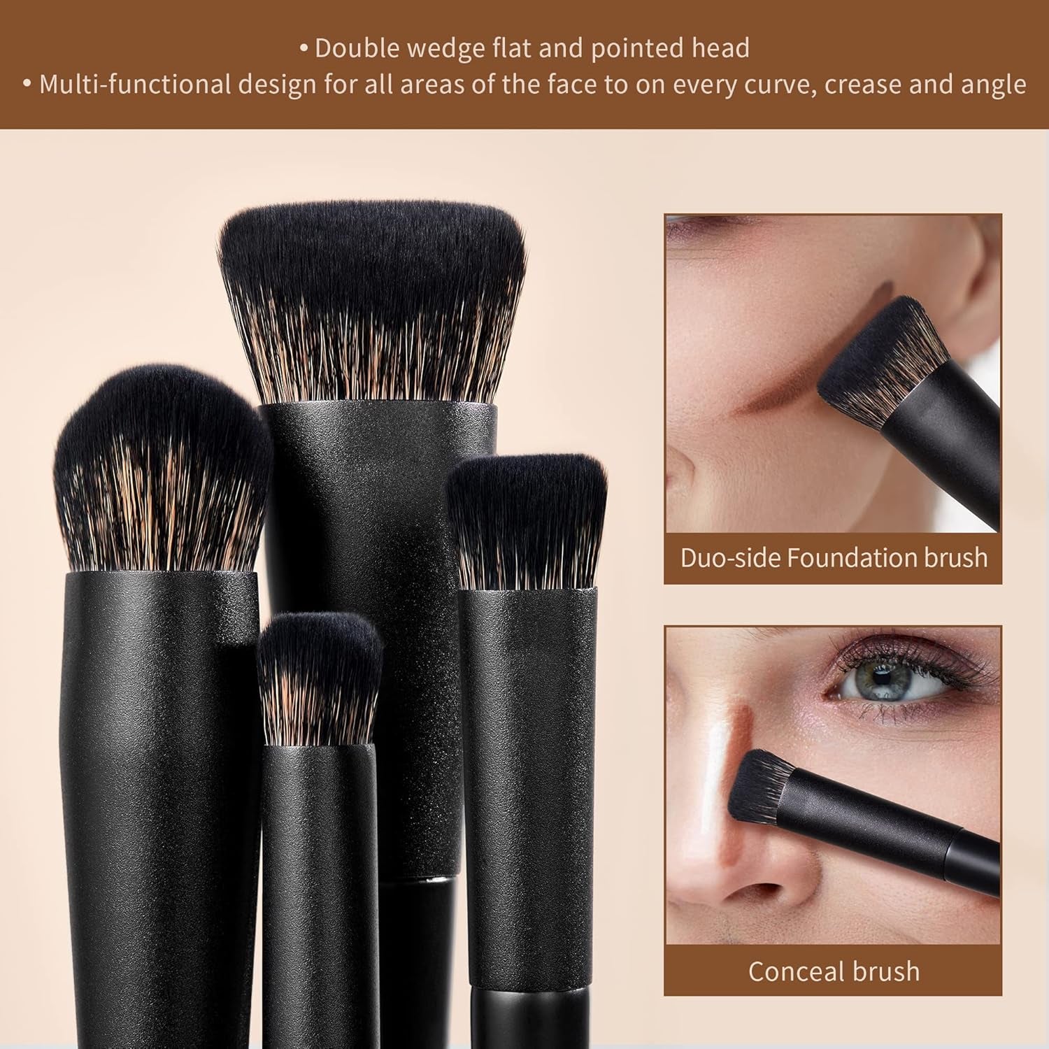 Makeup Brushes Set  Make up Brushes 14Pcs Black Kabuki Foundation Eyeshadow Contour Concealer Powder Eyeliner Crease Eyebrow Blending Brush, T336