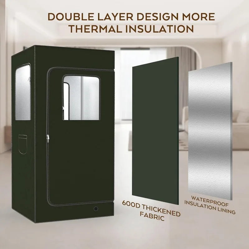 Sauna Box, Portable Sauna for Home Outdoor, 600D Cold Resistant and Warm Fabric Portable steam 2.6L,1000W Steamer,Remote