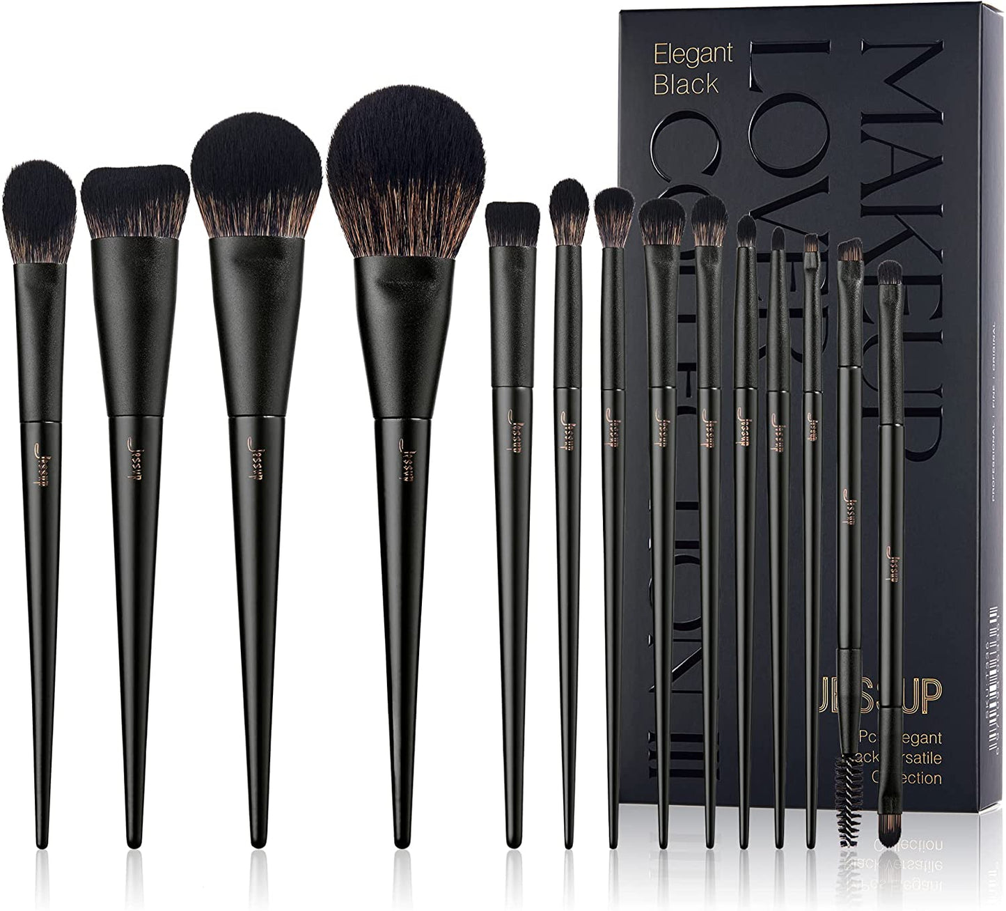 Makeup Brushes Set  Make up Brushes 14Pcs Black Kabuki Foundation Eyeshadow Contour Concealer Powder Eyeliner Crease Eyebrow Blending Brush, T336